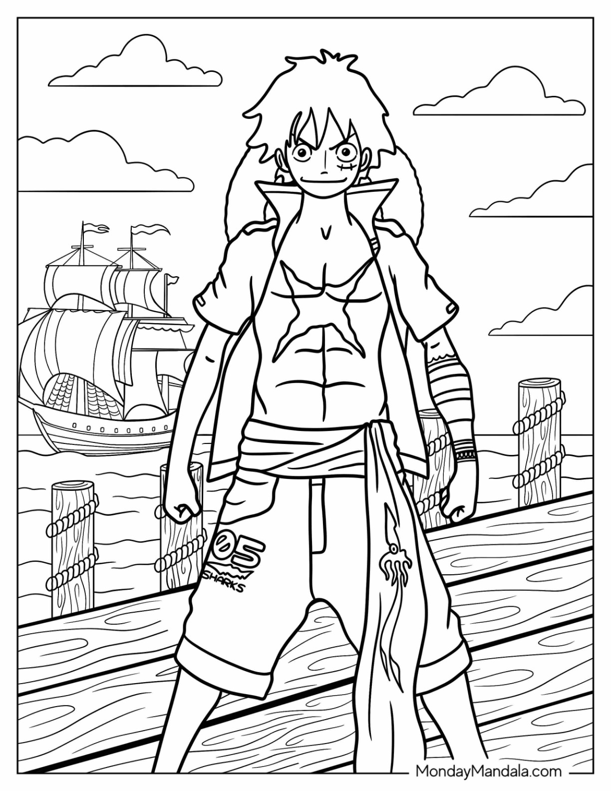Luffy coloring pages free pdf printables
