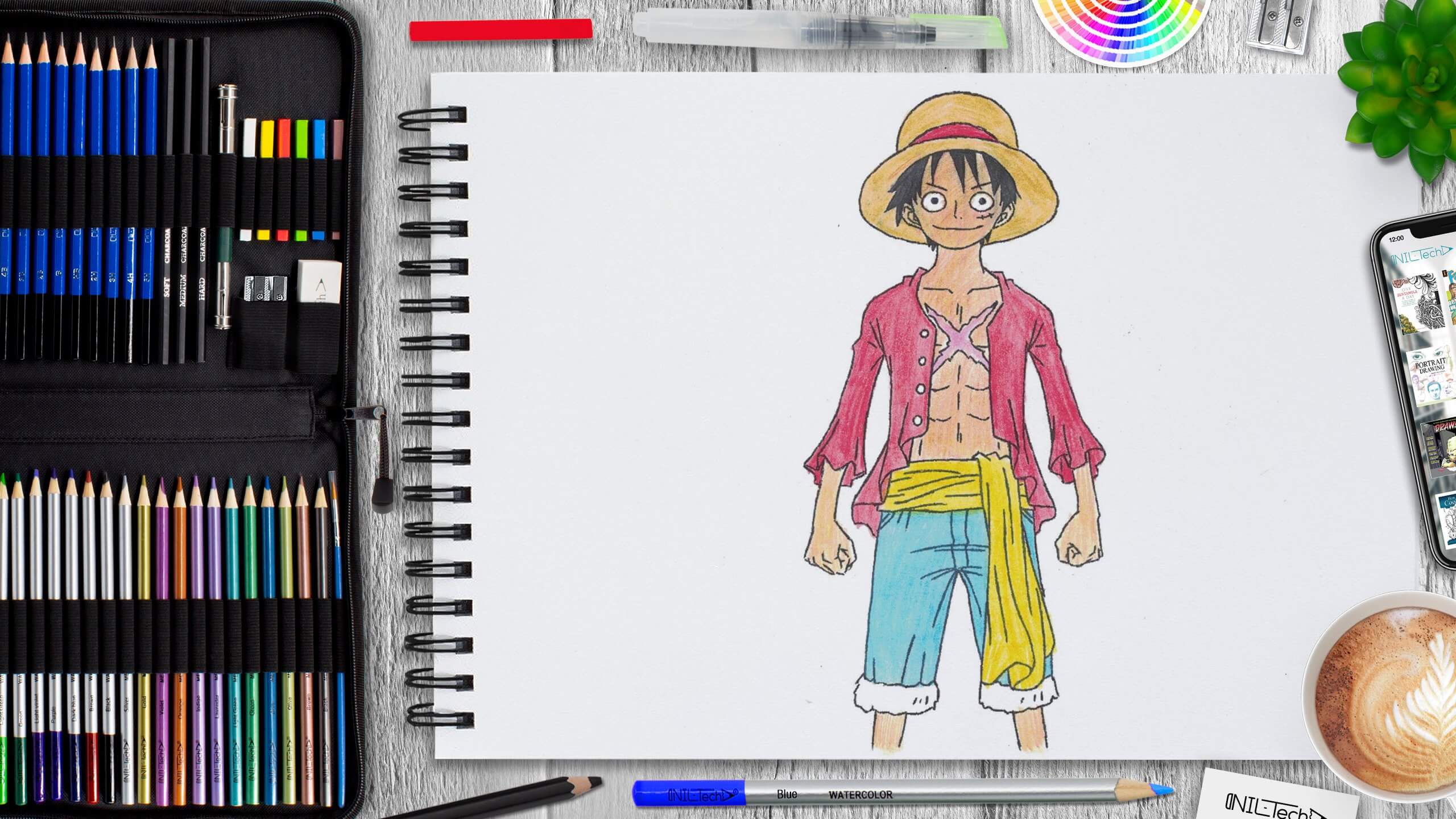 How to draw luffy from one piece nil tech