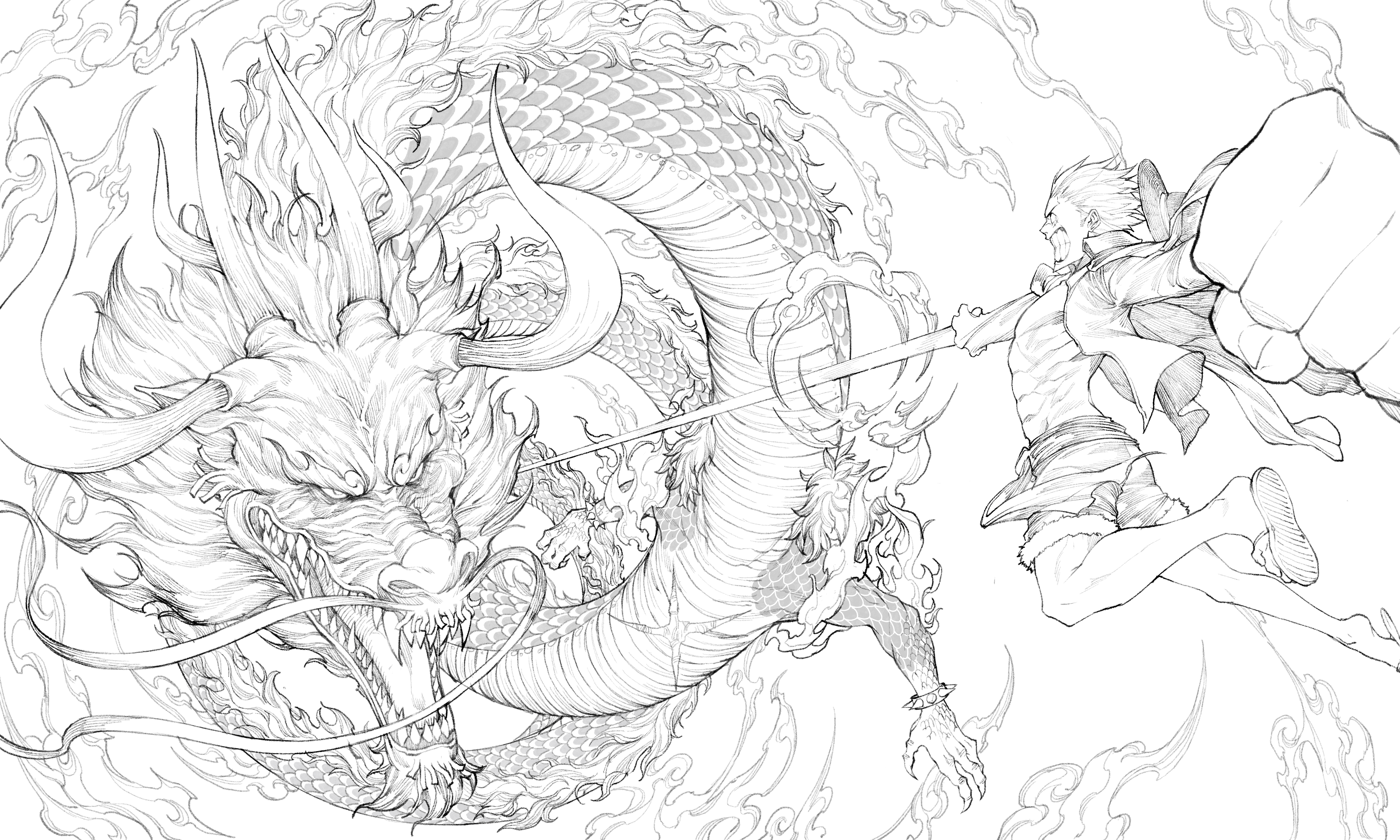 Luffy vs kaidou fanart by me pls wait for the coloured version xd ronepiece