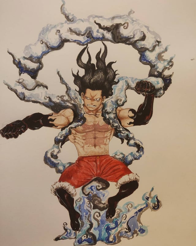 Luffy gear snakeman water color ronepiece