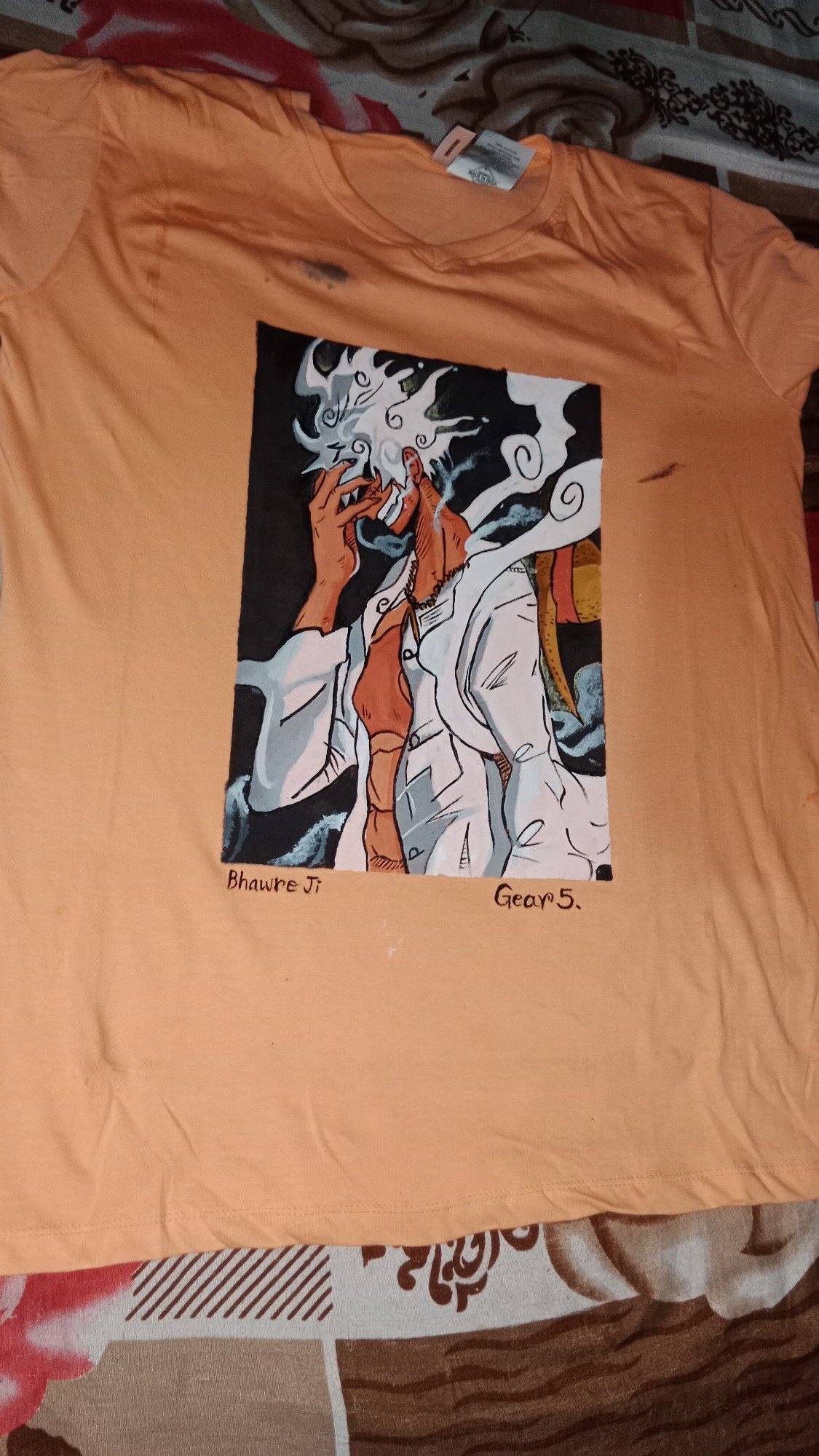 V neck skin colour painting t shirt luffy anime half sleeves plain at rs in nagpur