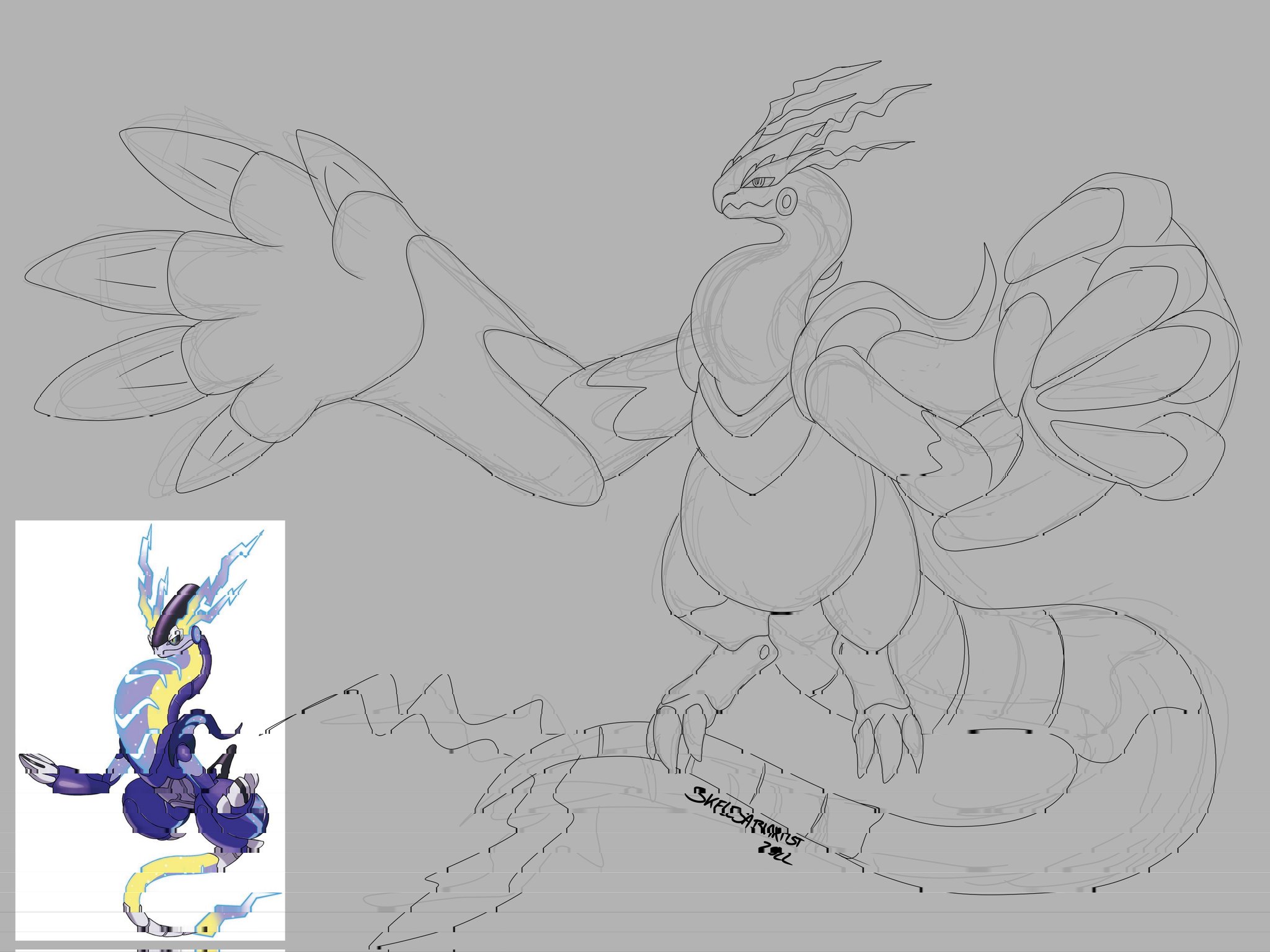Skelesabiartist on x quick sketch of a fusion btw lugia and miraidon the new legendary pokãmon from pokemonscarletviolet i just couldnt resist since i saw lugia perfect for this will finish it