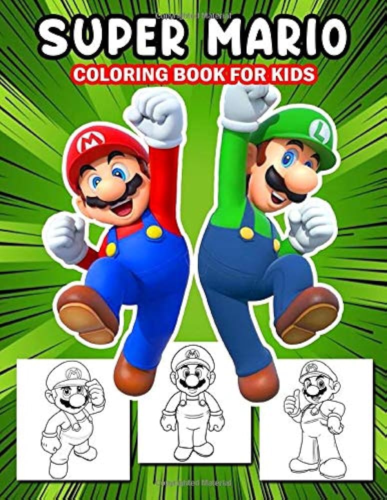 Super mario coloring book for kids super mario princes luigi donkey kong yoshi coloring pages super mario coloring book for teens super mario characters unofficial by