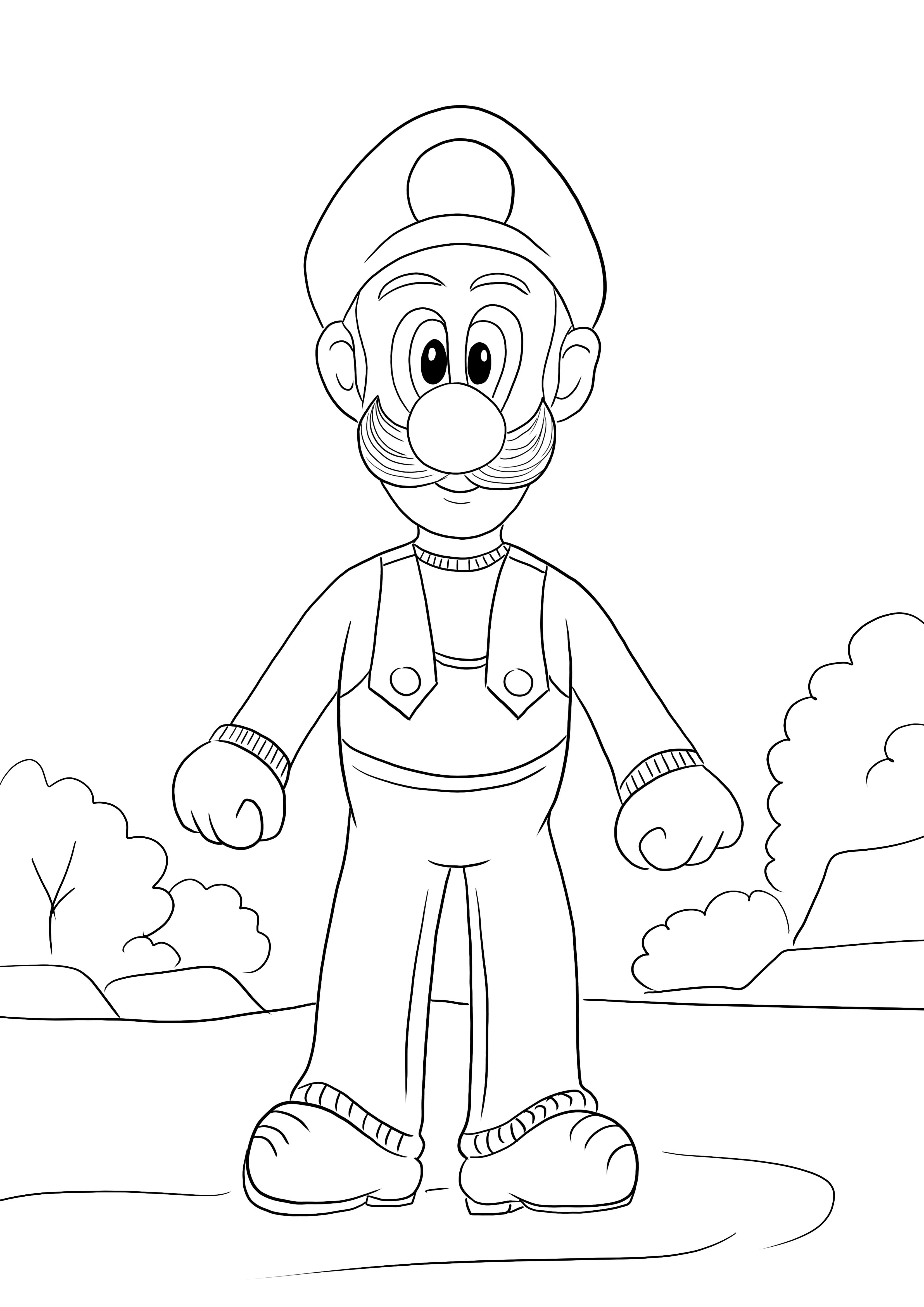 Here is a free coloring image of luigi from the super mar game to download or free print