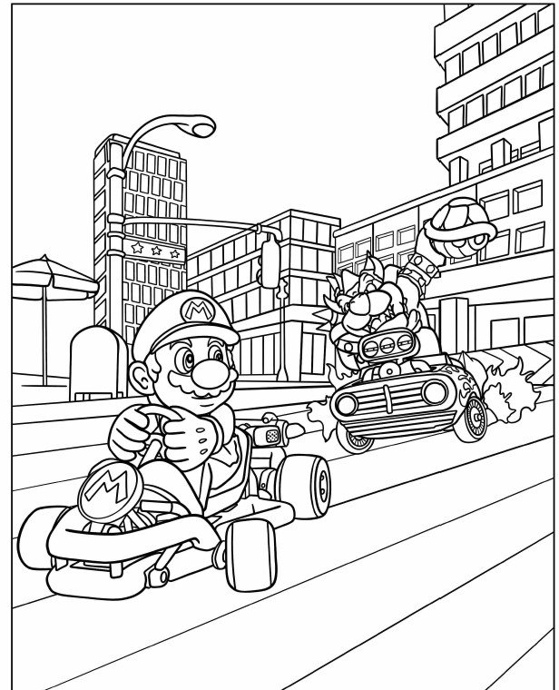 Printable pages mario kart coloring book