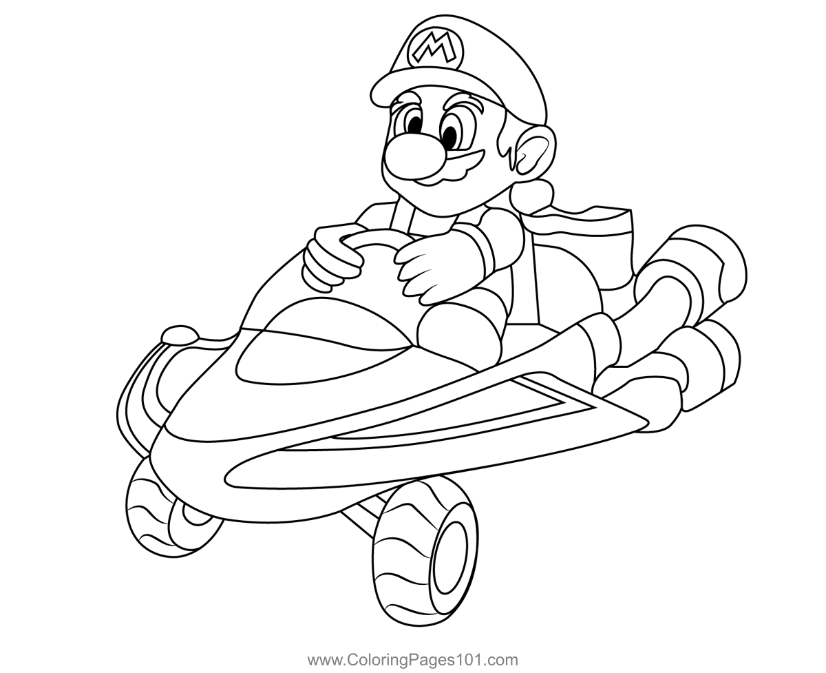 Blooper diver mario kart coloring page for kids