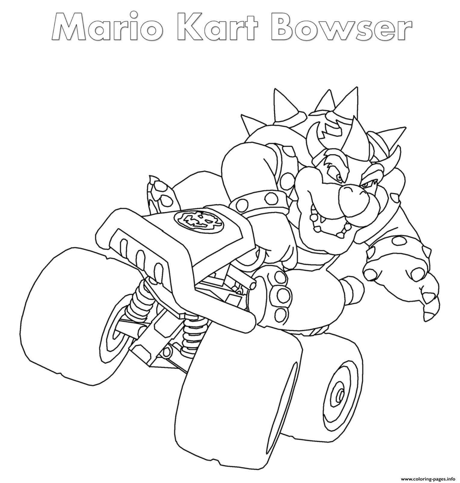 Bowser mario kart nintendo coloring page printable