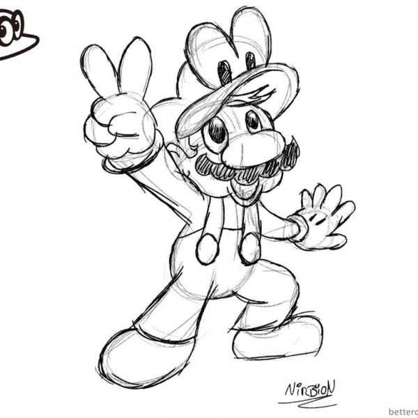 Super mario odyssey coloring pages grand moon