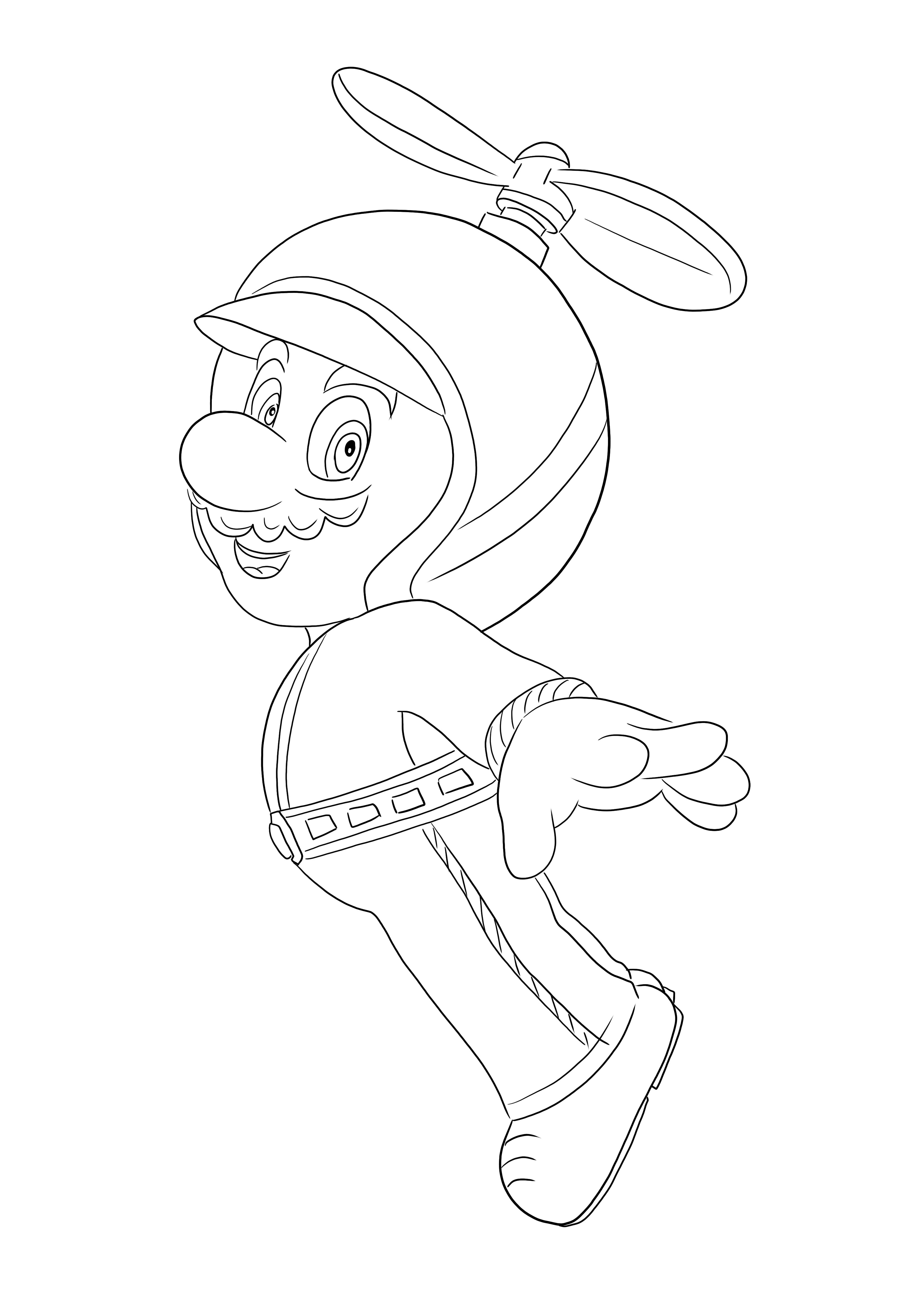 Propeller mar from the super mar game free coloring picture to print easily