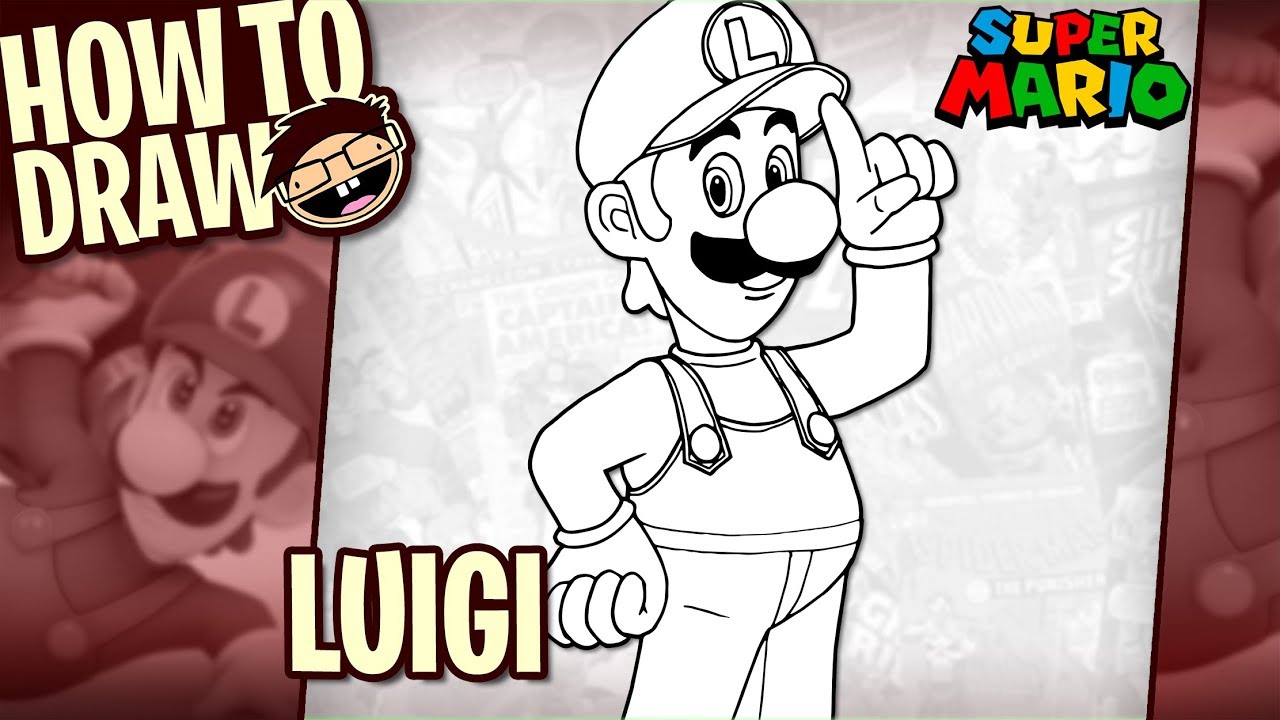 How to draw luigi super mario bros narrated easy step