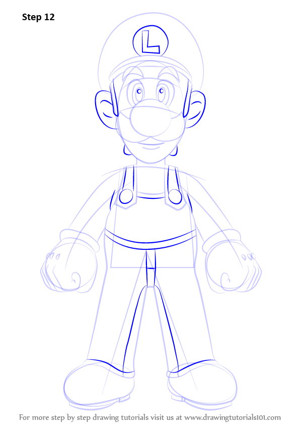 How to draw luigi from super mario super mario step by step