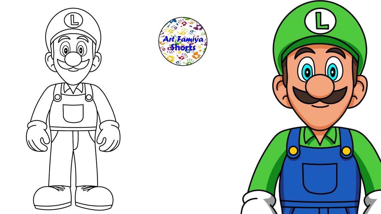 Sketch luigi the super mario bros movie sketch drawing painting coloring step by step