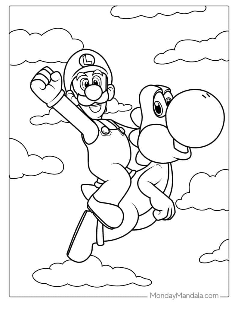 Cute luigi coloring pages free pdf printables