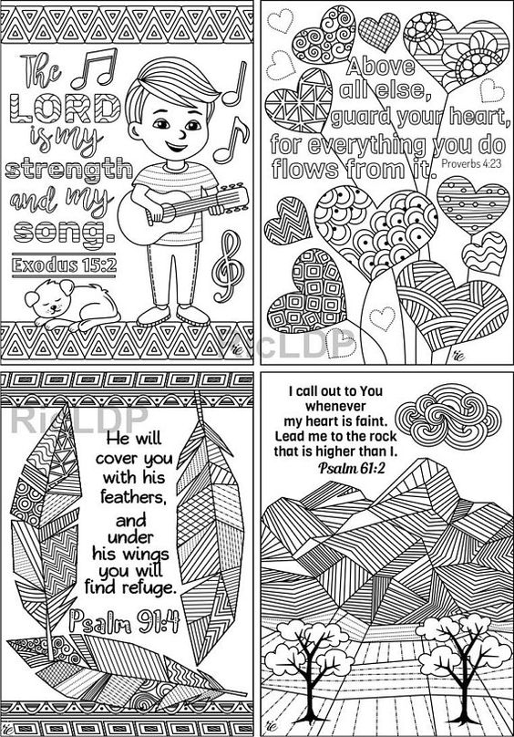 Coloring scripture cards set inspirational bible verses psalm psalm luke exodus digital download