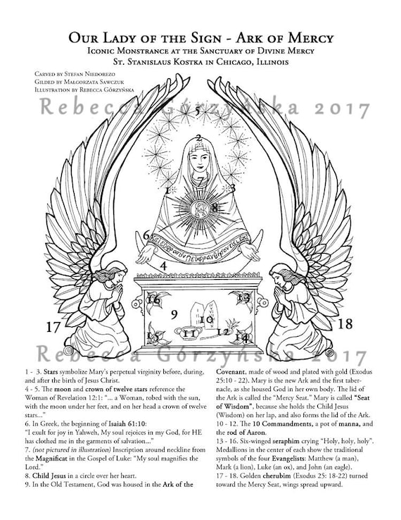 Our lady of the sign ark of mercy coloring page ark of the covenant seat of wisdom