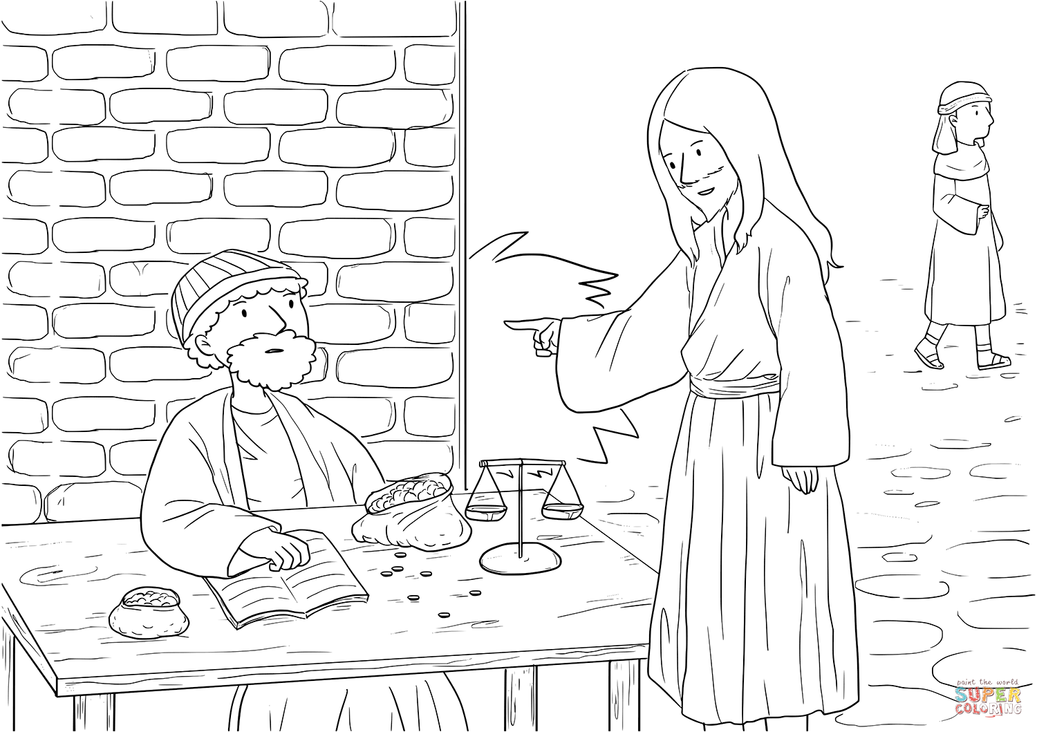 Luke jesus calls a tax collector coloring page free printable coloring pages