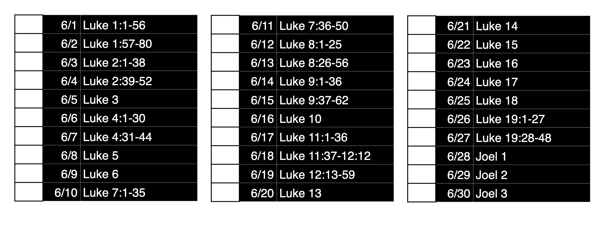 June bible reading plan