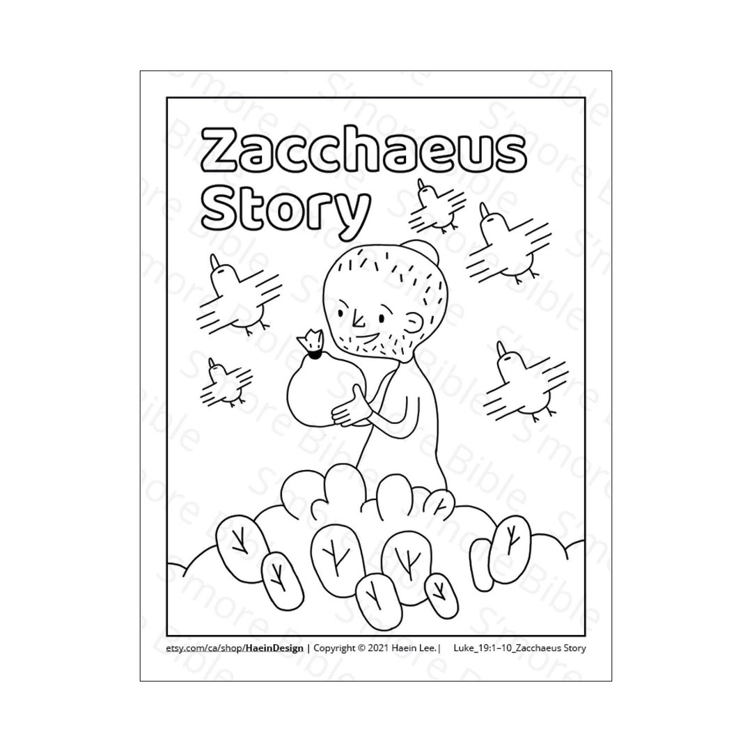 Smore bible childrens bible colouring drawing illustration book with cev bible text zacchaeus luke