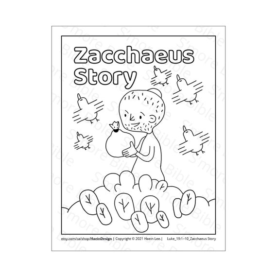 Smore bible childrens bible colouring drawing illustration book with cev bible text zacchaeus luke