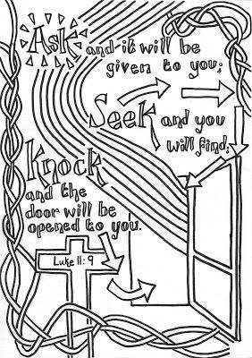 Flame creative childrens ministry ask seek knock reflective colouring page luke luke childrens ministry bible crafts for kids
