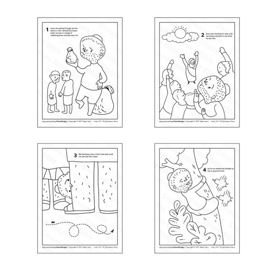 Smore bible childrens bible colouring drawing illustration book with cev bible text zacchaeus luke