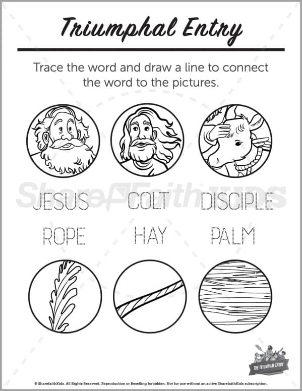 Luke triumphal entry preschool dot to dot â