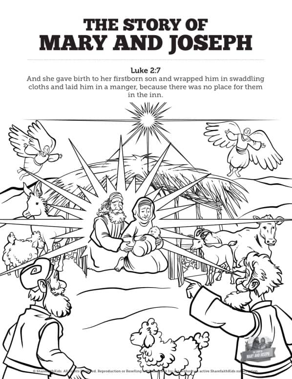 Luke mary and joseph christmas story sunday school coloring pages â
