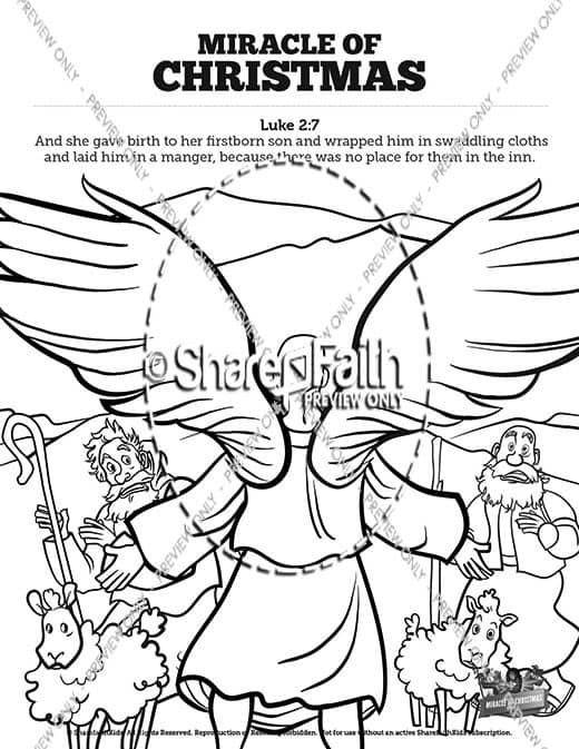 Luke the miracle of christmas sunday school coloring pages â