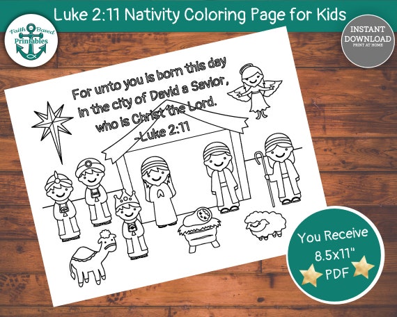 Printable nativity coloring page for kids christmas nativity scene birth of jesus coloring page nativity activity luke christ birth