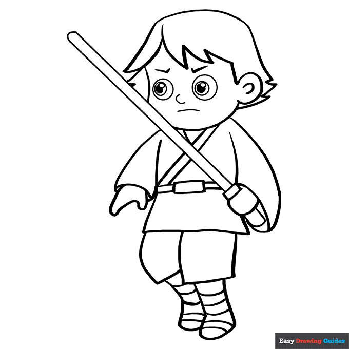 Luke skywalker coloring page easy drawing guides