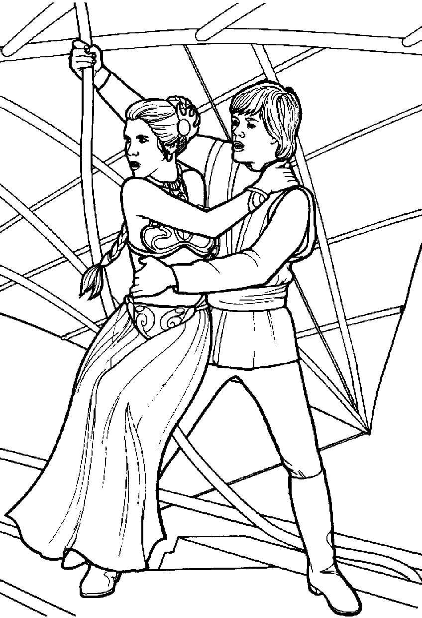 Luke skywalker and rey coloring page