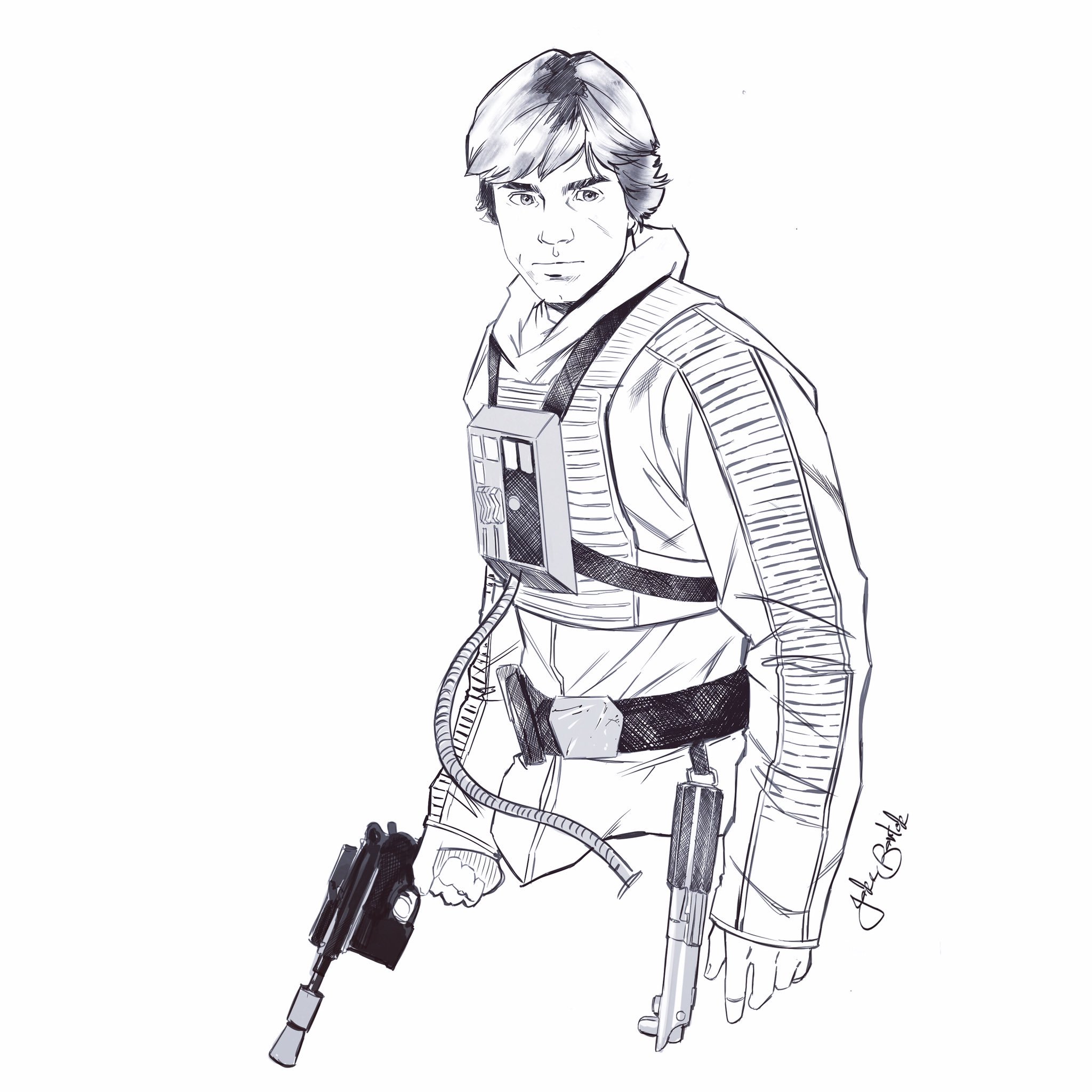 Jake bartok on x sketch of rogue leader luke skywalker from empire strikes back as a kid it was cool to like han but i always wanted to be luke httpstcojspbghl