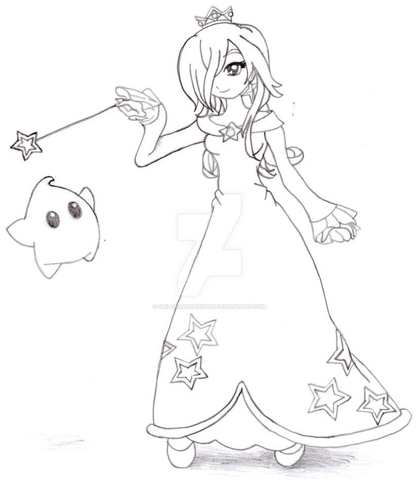 Rosalina and luma lineart by sailordangerstar coloring pages color art