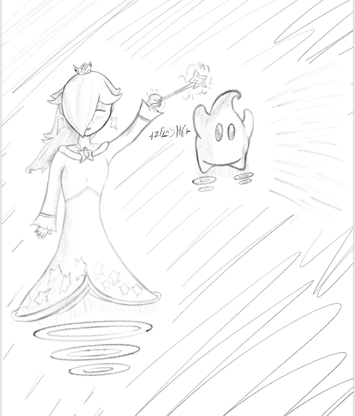 Rosalina and luma sketch by me rsmashbrosultimate