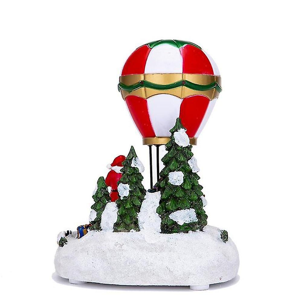 Christmas snow house village glowing music hot air balloon santa claus christmas decorations orname