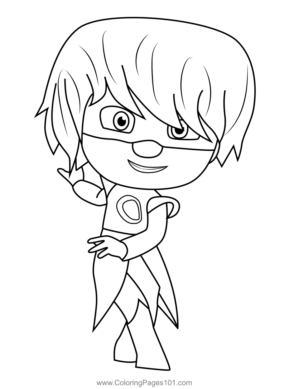 Luna girl standing pj masks coloring page for kids