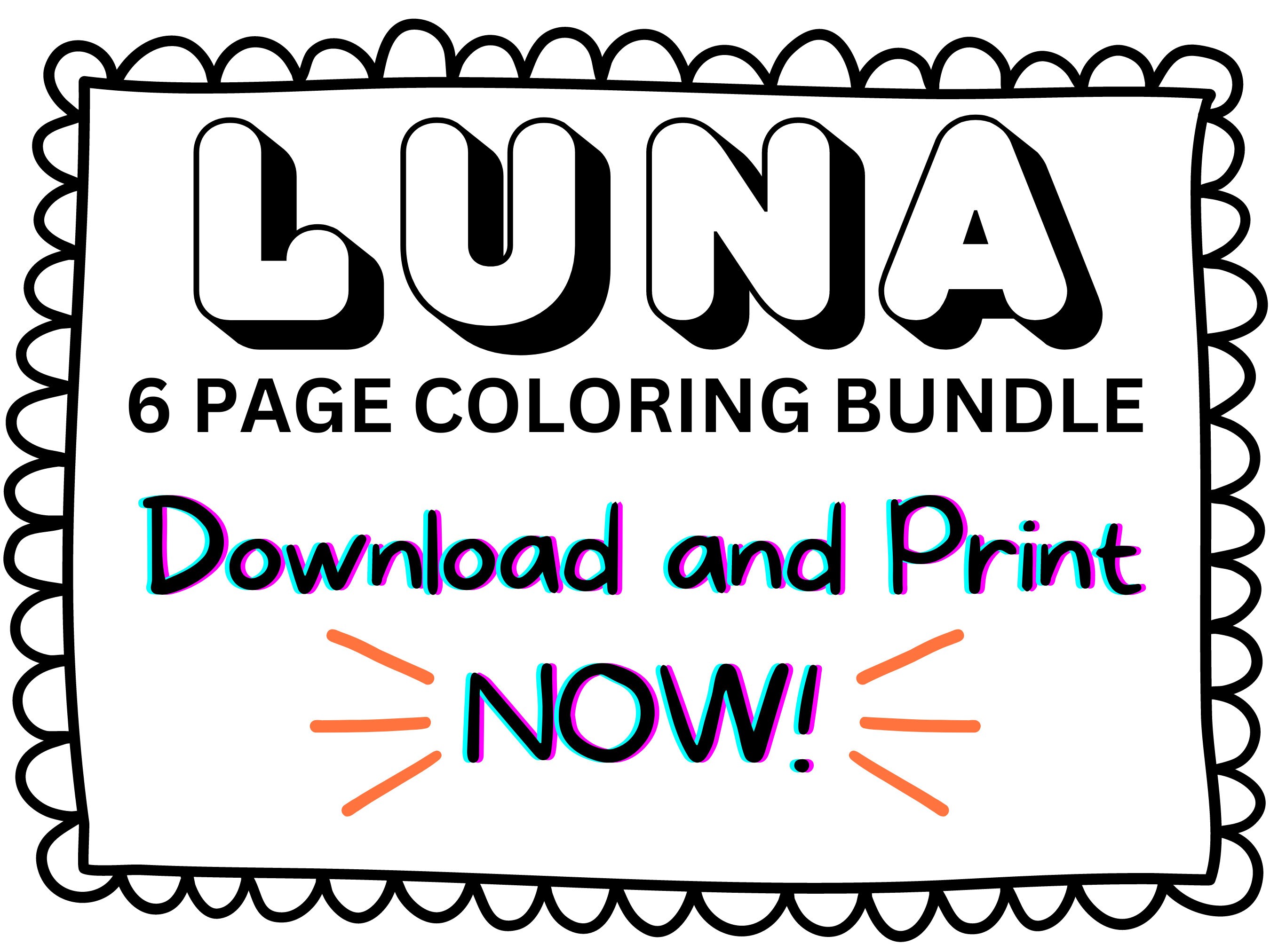 Luna coloring page printable name coloring page custom