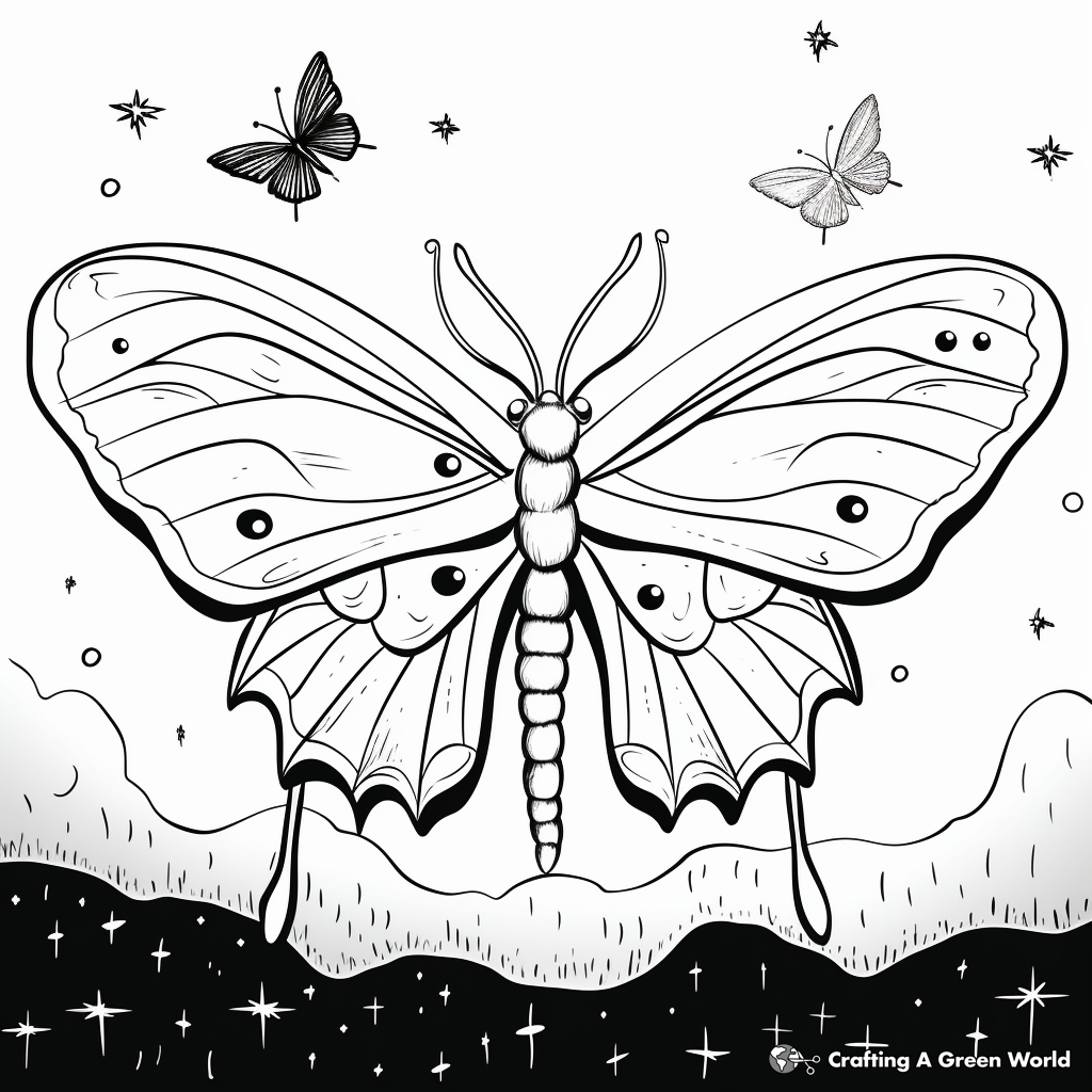 Luna moth coloring pages