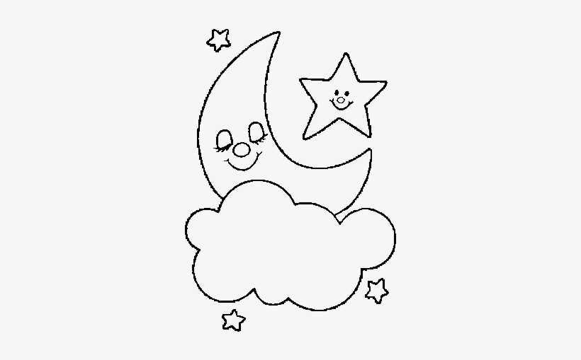 Coloring page moon and stars