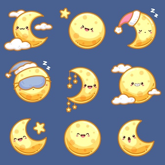 Moon emoji vectors illustrations for free download