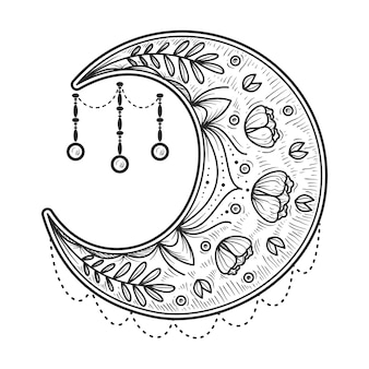 Pãgina vector e ilustracion de luna cuarto menguante para dcargar gratis