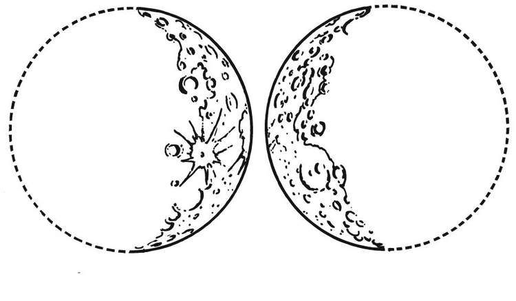 Coloring page waxing moon and waning moon