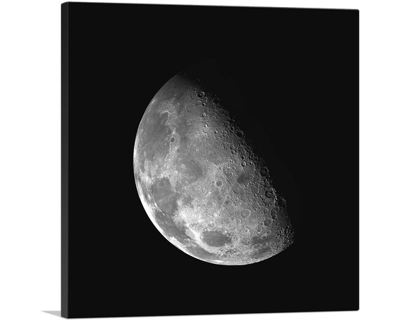 Artcanvas luna gibosa menguante con crãteres lienzo impreso