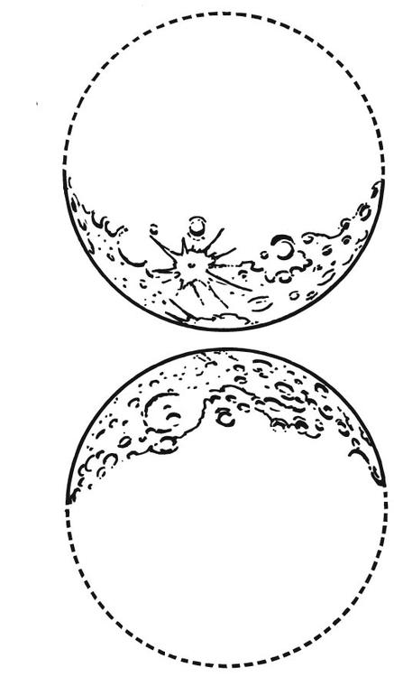 Coloring page waxing moon and waning moon
