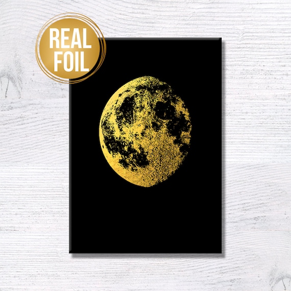 Impresiãn lunar arte de lãmina real lãmina de oro lunar luna arte impresiãn astronãmica fase lunar
