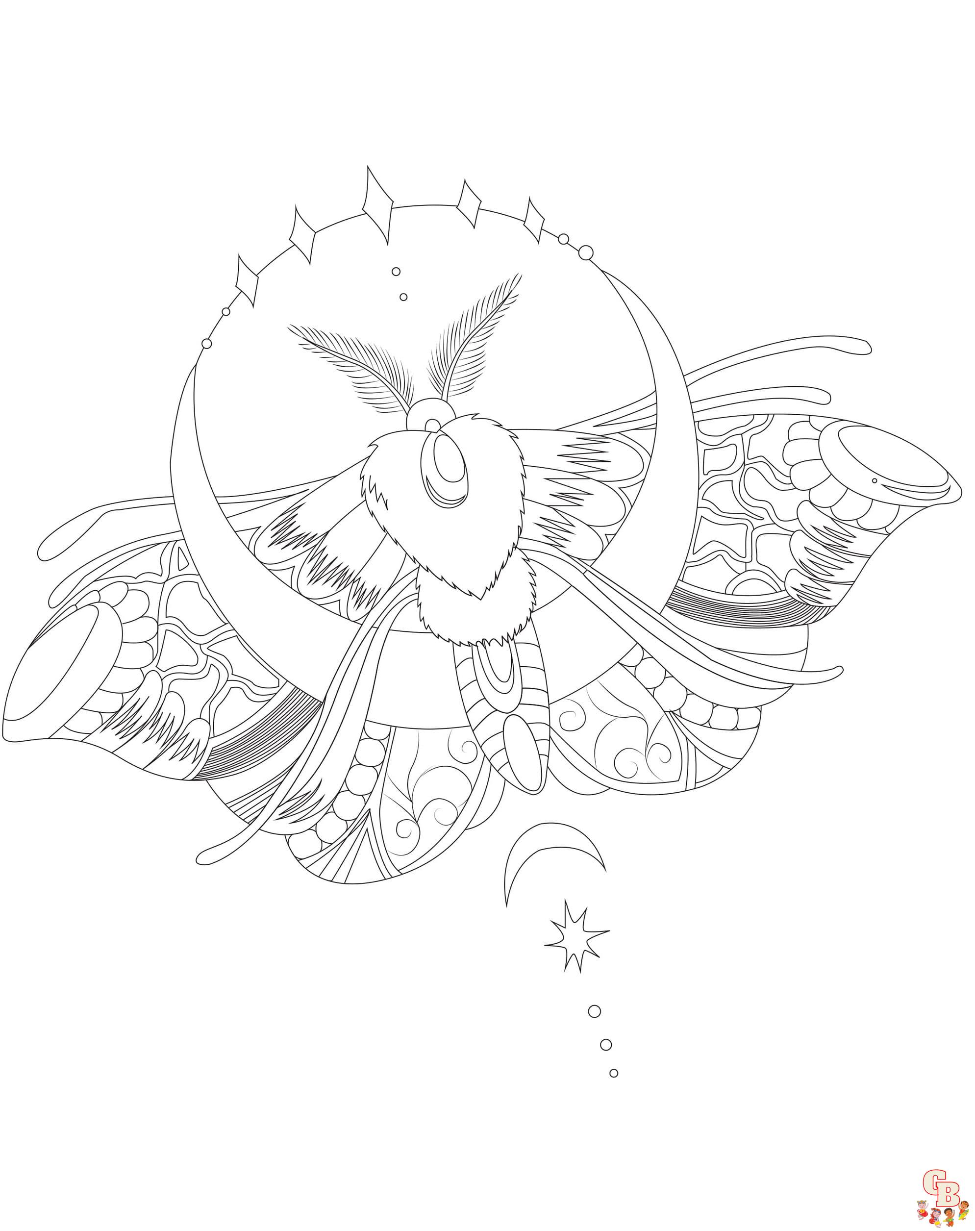 Printable moth coloring pages free for kids and adults