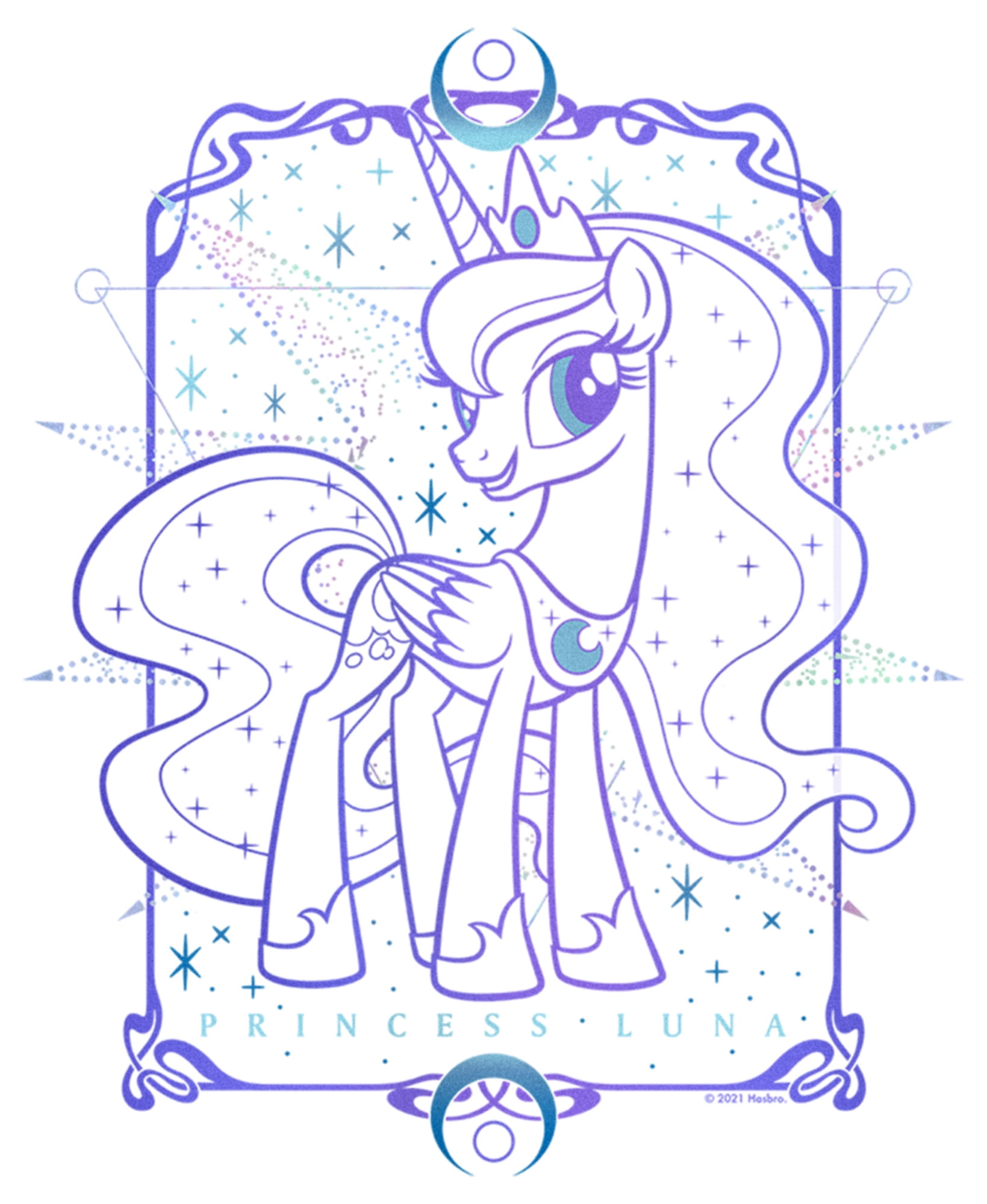 Girls my little pony princess luna tarot card graphic tee white x small