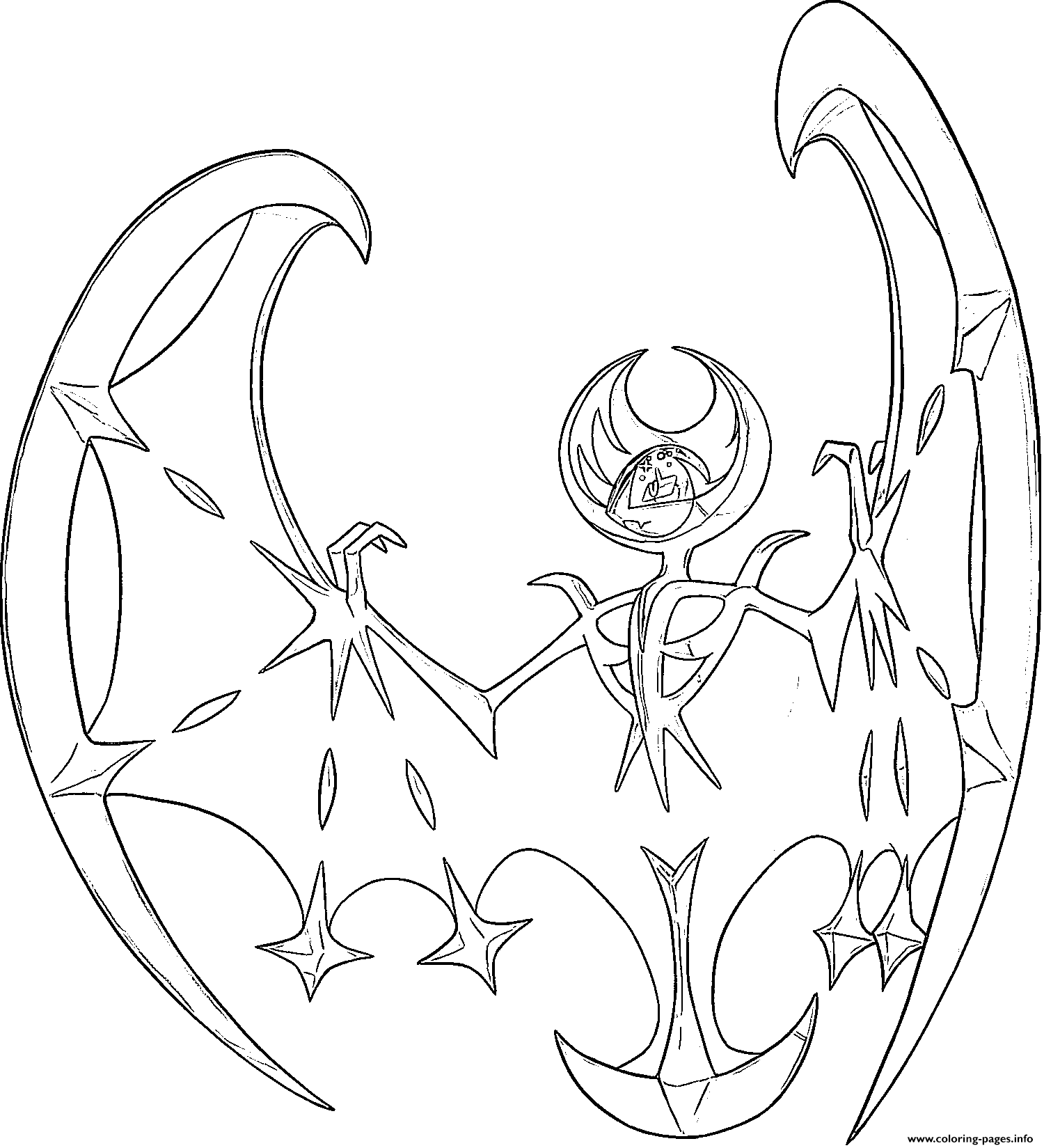 Lunala pokemon legendary generation coloring page printable