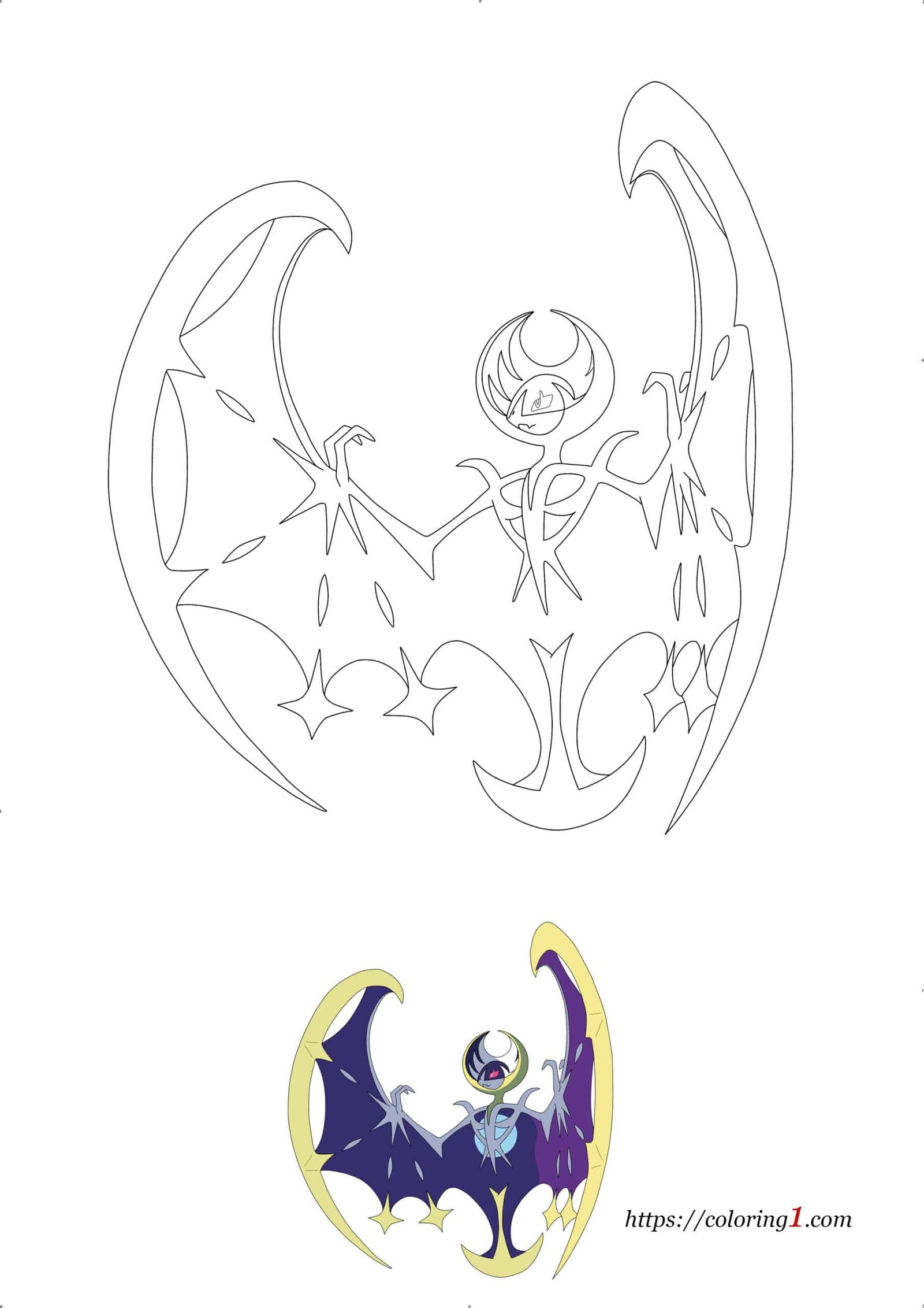 Pokemon lunala coloring pages