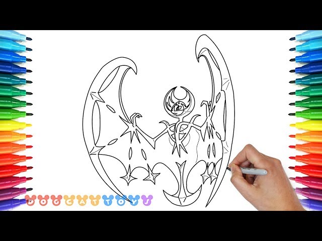 How to draw lunala pokemon drawing coloring pages for kids
